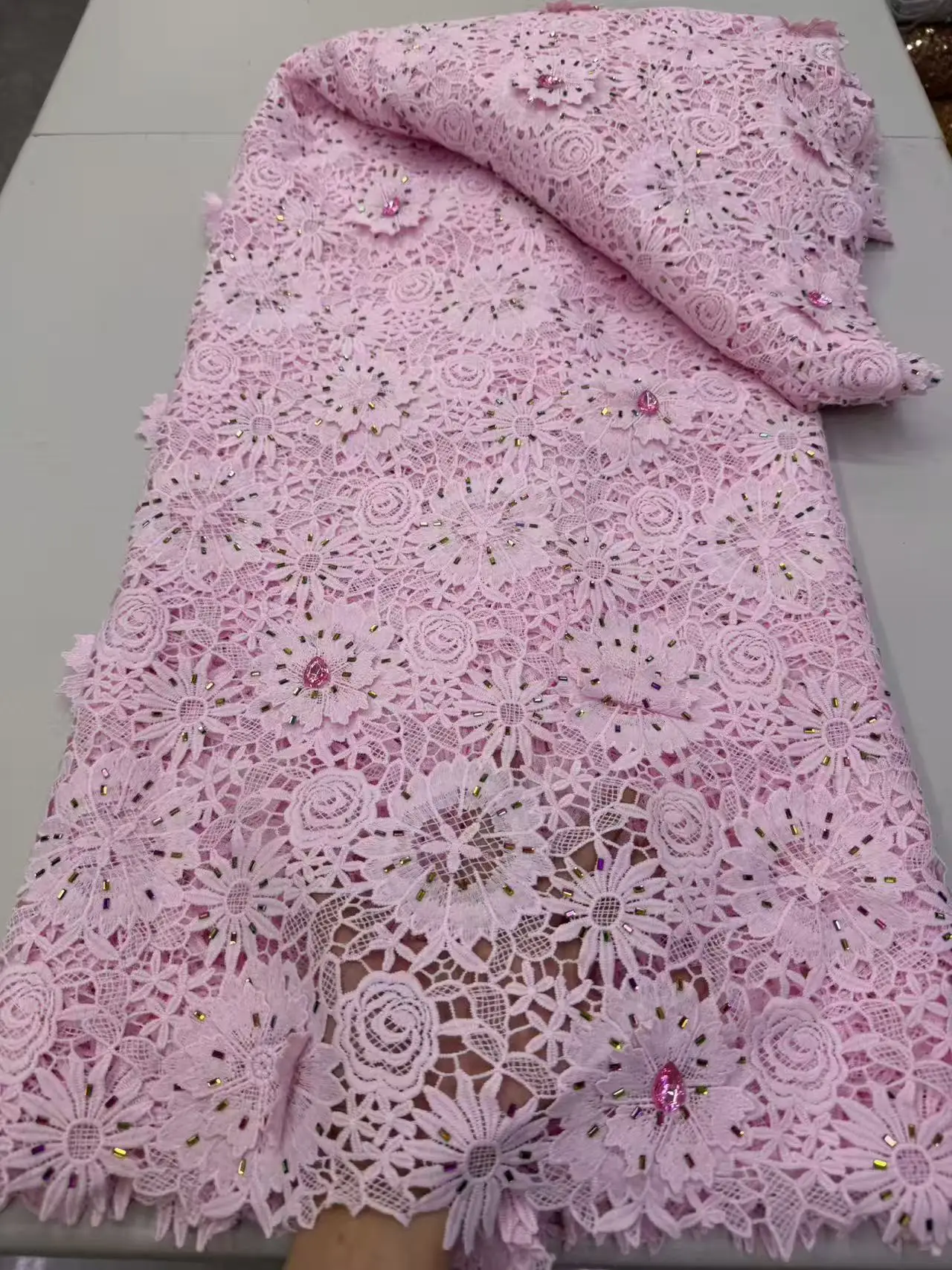 African Milk Silk Cord Lace Fabric 2026 High Quality 5 Yards Nigerian French Mesh Chemical Lace for Wedding Dress Sewing
African Milk Silk Cord Lace Fabric 2026 High Quality 5 Yards Nigerian French Mesh Chemical Lace for Wedding Dress Sewing