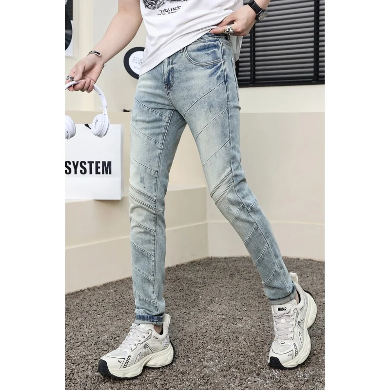 Fashion jeans men2024new trendy unique Stretch Slim high-end retro washed splicing machine long pants
Fashion jeans men2024new trendy unique Stretch Slim high-end retro washed splicing machine long pants