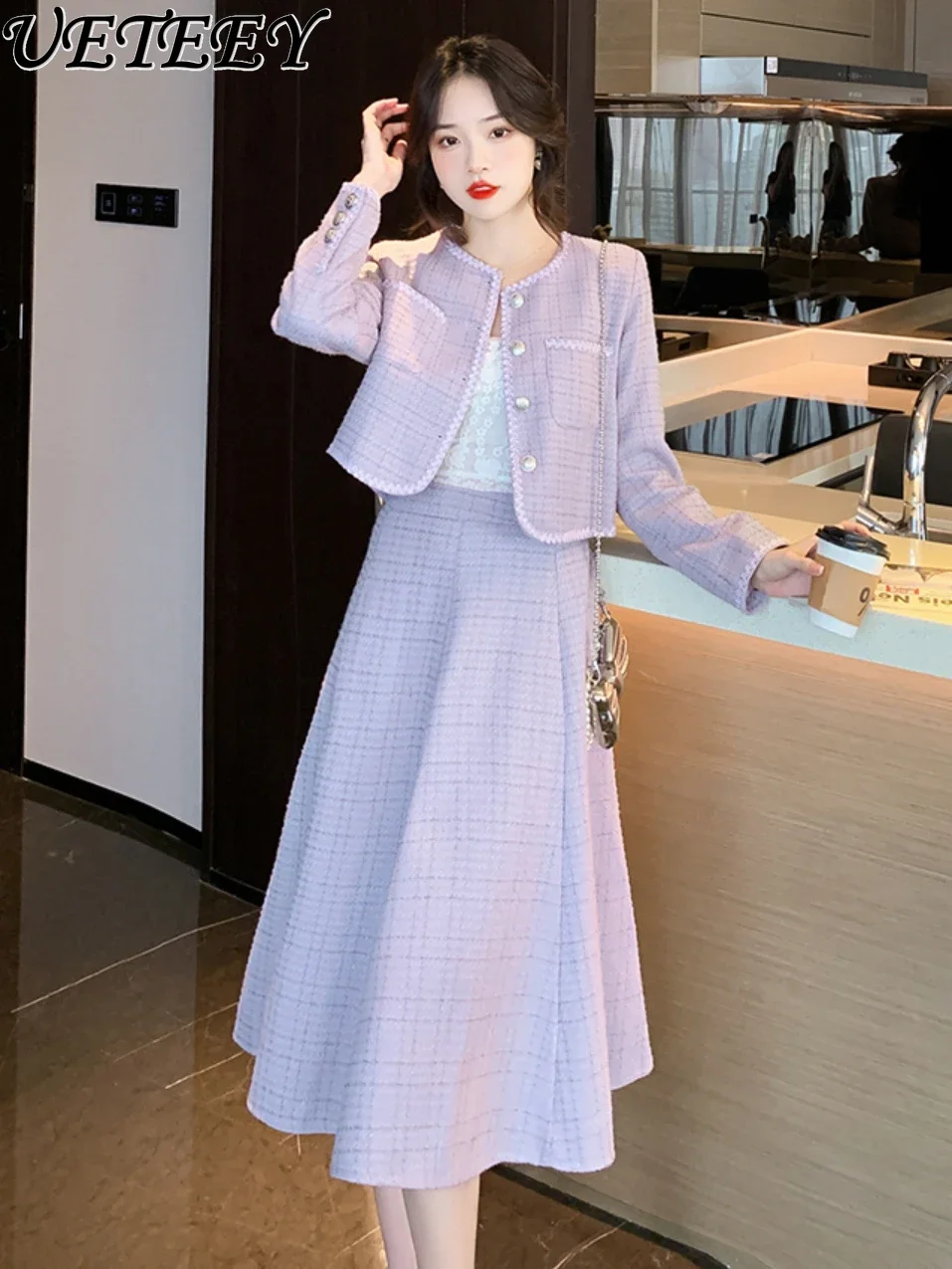 High Sense Autumn Winter New Tweed Woolen Coat Socialite Commute High Waist Big Swing Pleated Skirt Two-Piece Set Office Lady
High Sense Autumn Winter New Tweed Woolen Coat Socialite Commute High Waist Big Swing Pleated Skirt Two-Piece Set Office Lady