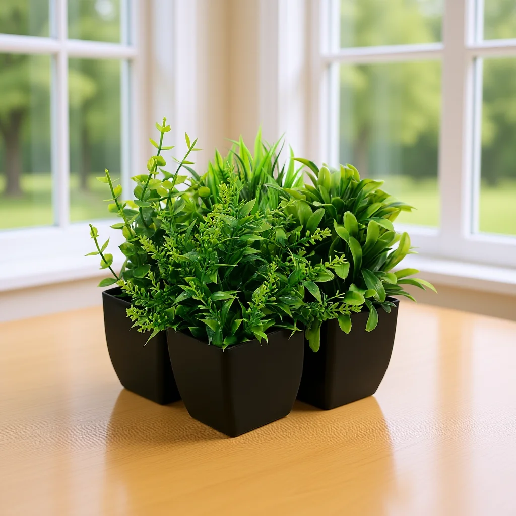 4Pcs Black Pot Fake Plants Mini Artificial Greenery for Indoor Spaces Elegant Low Maintenance Decor Artificial Plants Greenery
4Pcs Black Pot Fake Plants Mini Artificial Greenery for Indoor Spaces Elegant Low Maintenance Decor Artificial Plants Greenery
