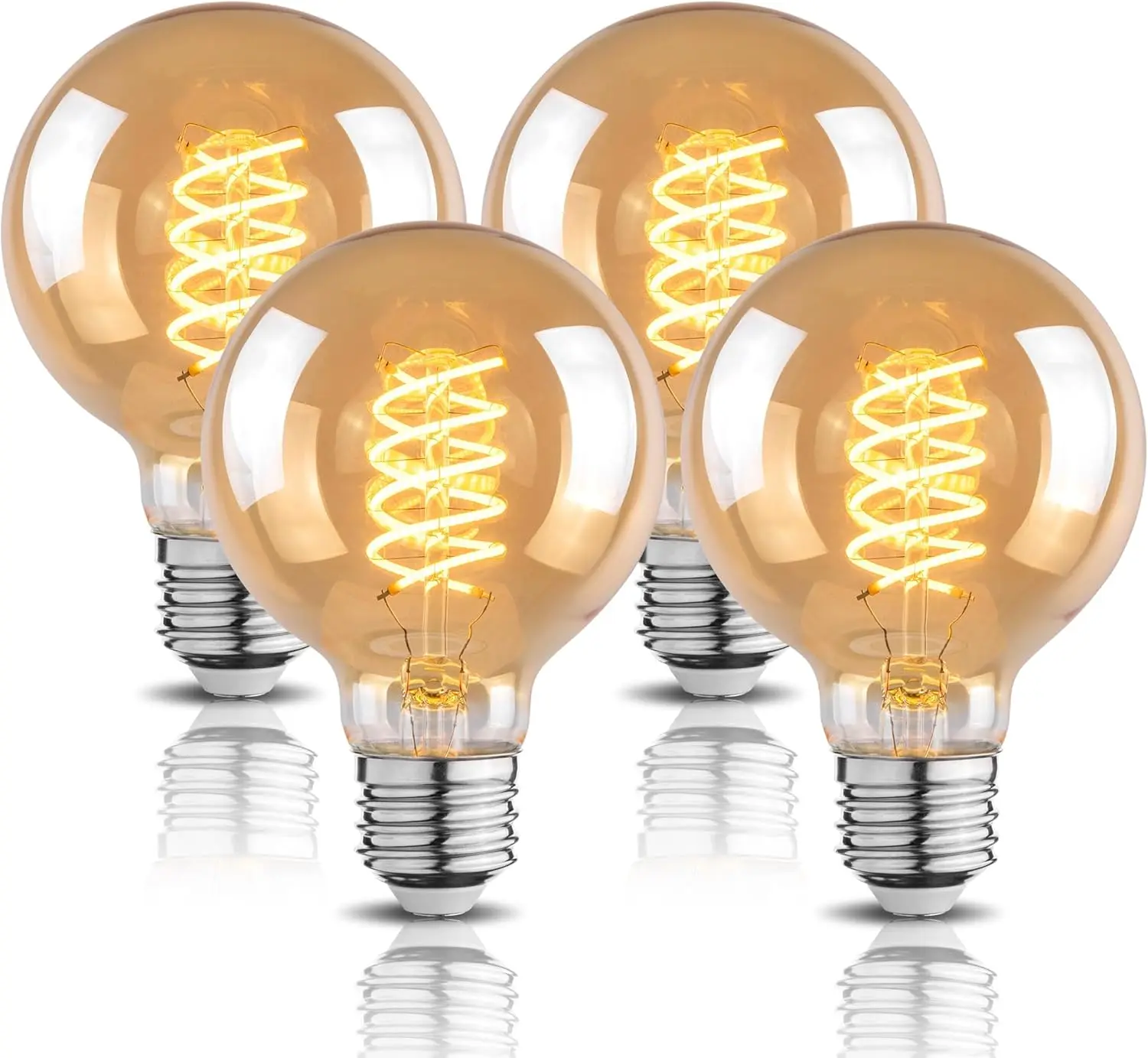 6W LED Edison Bulbs, 60W Equivalent, Dimmable, Warm White 2500K, E26, 4-Pack
6W LED Edison Bulbs, 60W Equivalent, Dimmable, Warm White 2500K, E26, 4-Pack
