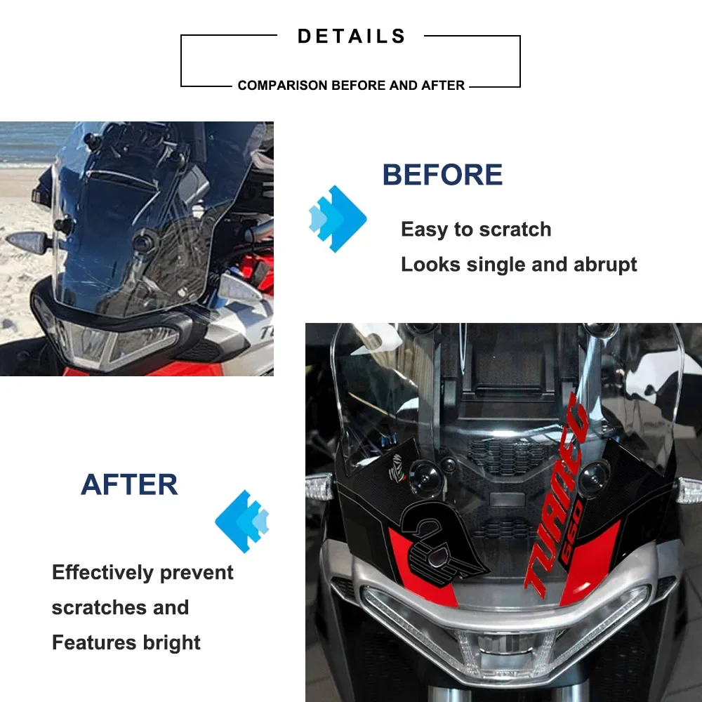 Windshield Fairing Protector Waterproof Anti-Scratch 3D Motorcycle Resin Sticker for APRILIA TUAREG 660 2023-2024
Windshield Fairing Protector Waterproof Anti-Scratch 3D Motorcycle Resin Sticker for APRILIA TUAREG 660 2023-2024
