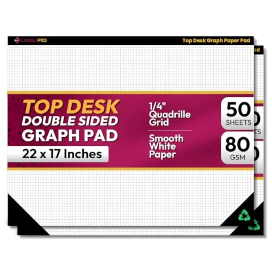 Top Desk Graph Paper Pad x7 Inch 50 Sheets Double-Sided 80 GSM Large Quadrille Grid Paper for Drafting Design Art and Illustrat
Top Desk Graph Paper Pad x7 Inch 50 Sheets Double-Sided 80 GSM Large Quadrille Grid Paper for Drafting Design Art and Illustrat