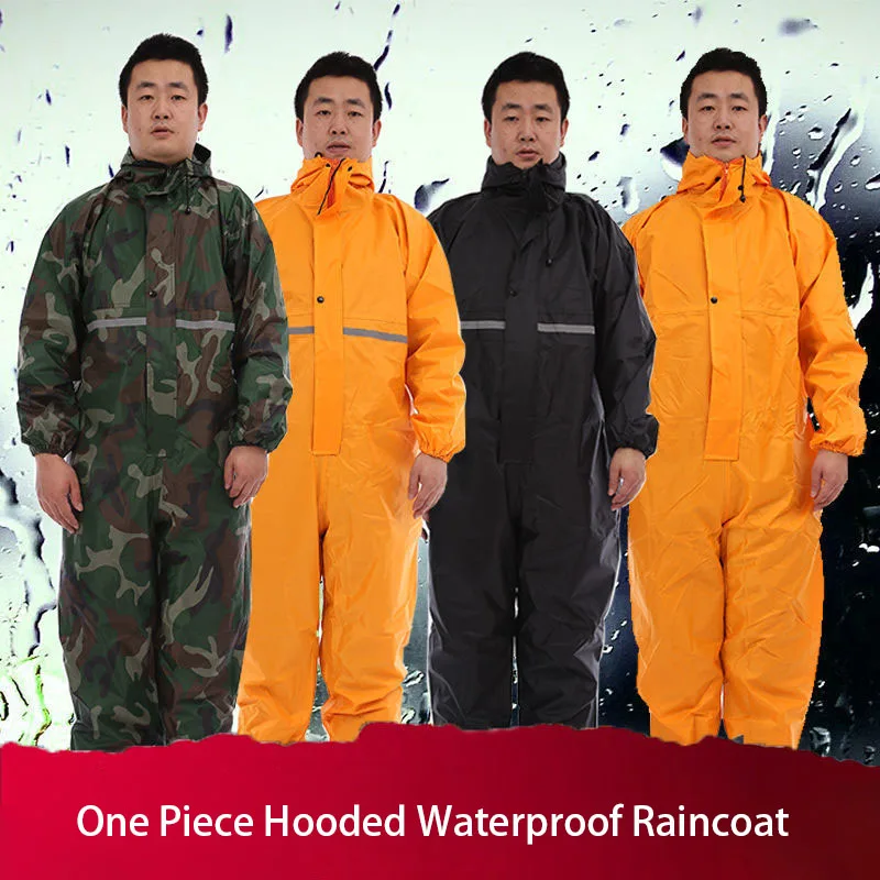Full-body One-piece Men's Raincoat Hooded Thickened Reflective Strip Poncho Outdoor Work Hiking Protective Rain Gear Rain Jacket
Full-body One-piece Men's Raincoat Hooded Thickened Reflective Strip Poncho Outdoor Work Hiking Protective Rain Gear Rain Jacket