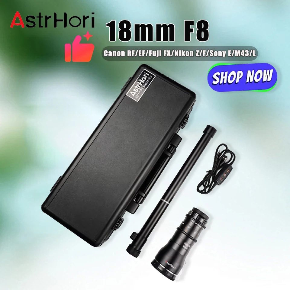 Astrhori APS-C 18mm F8 Macro 2X Probe Lens Waterproof Front Part 2:1 Magnification Macro Slender Lens for Sony E Fuji X Nikon Z
Astrhori APS-C 18mm F8 Macro 2X Probe Lens Waterproof Front Part 2:1 Magnification Macro Slender Lens for Sony E Fuji X Nikon Z