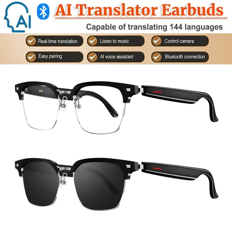 Glasses Translator AI 144 Languages Translation Sunglasses Bluetooth Chat Intelligent Real-time Voice Rssistant Smart Glasses
Glasses Translator AI 144 Languages Translation Sunglasses Bluetooth Chat Intelligent Real-time Voice Rssistant Smart Glasses