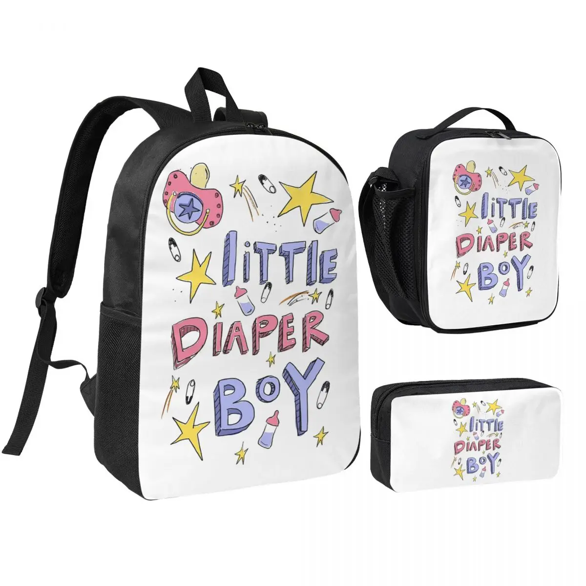 Little Diaper Boy Abdl Backpack Student Boys Girls BookBag School Bag Laptop Shoulder Bags 3ps Insulated Lunch Bag Pencil Case
Little Diaper Boy Abdl Backpack Student Boys Girls BookBag School Bag Laptop Shoulder Bags 3ps Insulated Lunch Bag Pencil Case