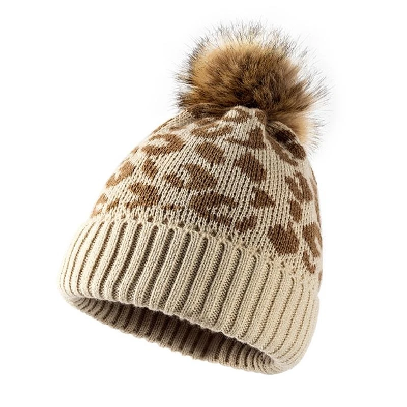 49MD Warm Leopard-print Knitted Wool Cap With Pompon Soft Stretch Thick Knitted Cap
49MD Warm Leopard-print Knitted Wool Cap With Pompon Soft Stretch Thick Knitted Cap