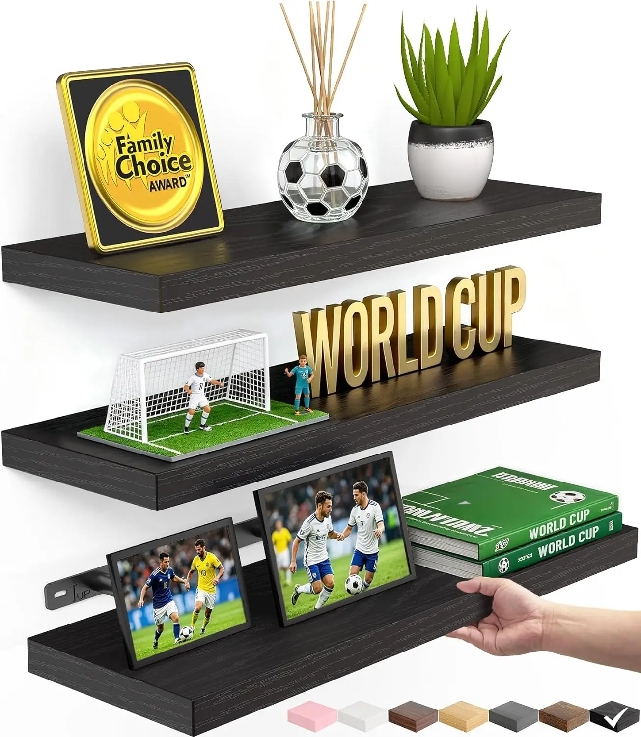 Floating Shelves for Wall, Set of 3, Rustic Wood, 15.7in, Black, 22lbs Capacity, Bathroom, Bedroom, Living Room Decor
Floating Shelves for Wall, Set of 3, Rustic Wood, 15.7in, Black, 22lbs Capacity, Bathroom, Bedroom, Living Room Decor