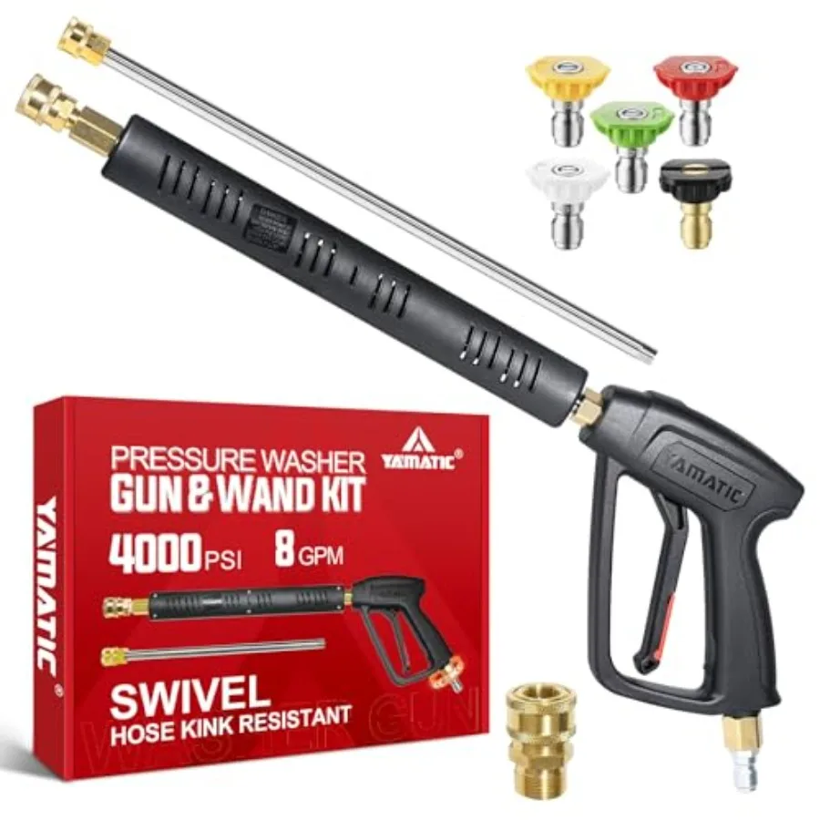 Car wash foam cannon application, stainless steel, black, 4000 PSI pressure washer gun wand with swivel 3/8 plug M22 coupler fo
Car wash foam cannon application, stainless steel, black, 4000 PSI pressure washer gun wand with swivel 3/8 plug M22 coupler fo