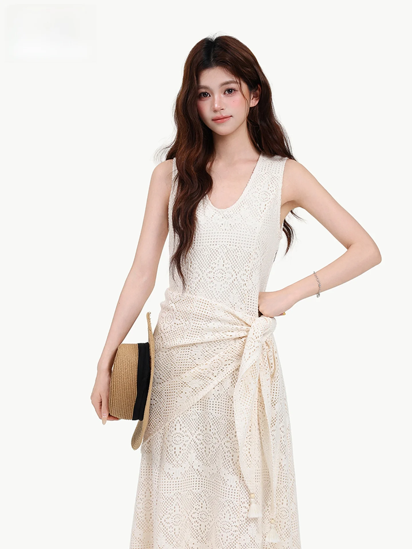Elegant Lace Vest Dress Women's Sleeveless Drifting Long Skirt High Waist Summer Vacation Style Apricot Color Gentle Fairy Fe...
Elegant Lace Vest Dress Women's Sleeveless Drifting Long Skirt High Waist Summer Vacation Style Apricot Color Gentle Fairy Fe...