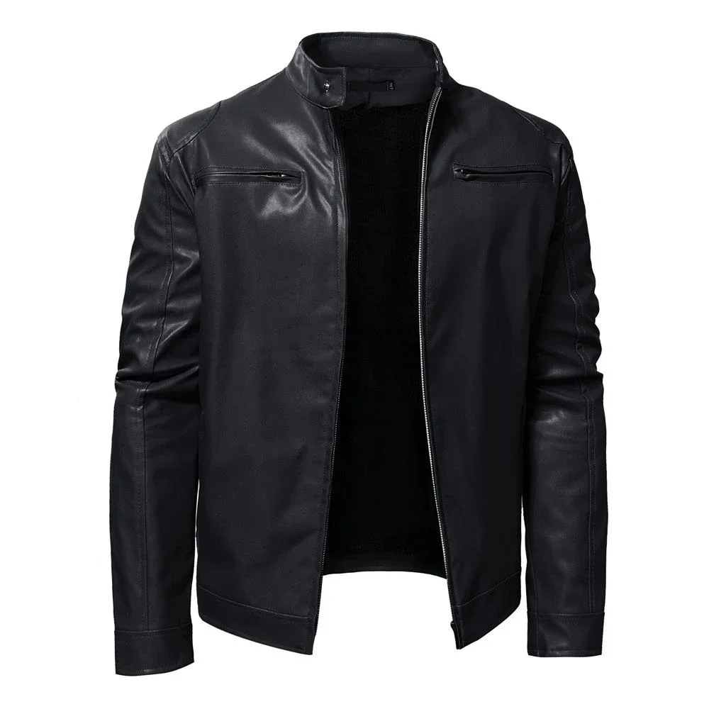 Mens Stand Collar Jacket Winter Warm Biker Jacket Autumn Men Coat Black Leather Motorcycle Jacket Solid Color Zipper Streetwear
Mens Stand Collar Jacket Winter Warm Biker Jacket Autumn Men Coat Black Leather Motorcycle Jacket Solid Color Zipper Streetwear