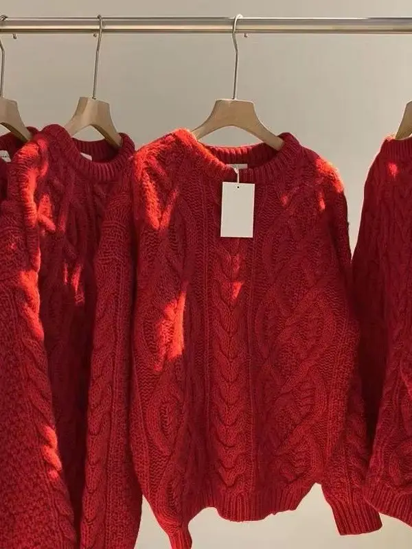 Red Knitted Sweater Women's Loose Fit Overhead Sle Autumn Winter Faion Casual Comfortable Outerwear Knitwear Top
Red Knitted Sweater Women's Loose Fit Overhead Sle Autumn Winter Faion Casual Comfortable Outerwear Knitwear Top