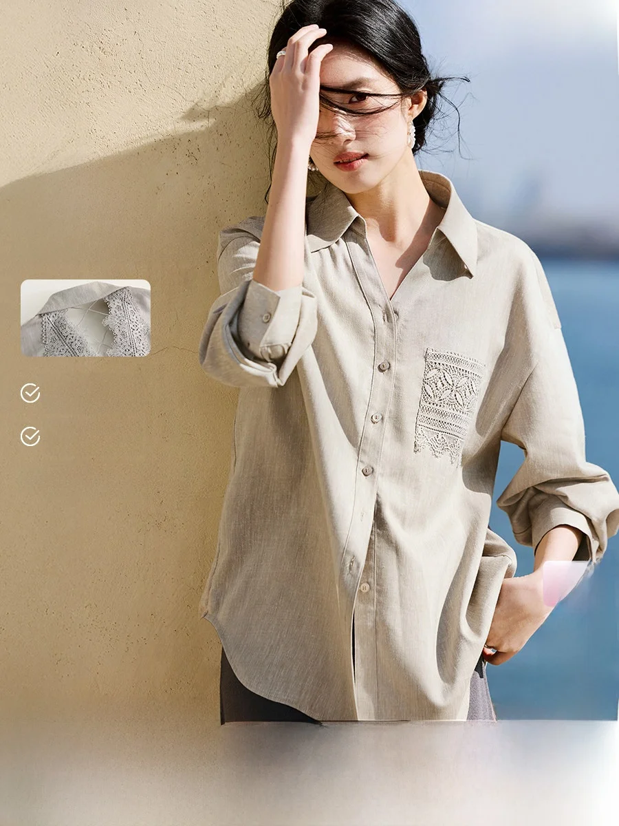 Ele V-Ne Women's Linen irt XWI Spring Summer Slim Fit Ba Hollow out Design Commute Sle Regular Sve Long irt
Ele V-Ne Women's Linen irt XWI Spring Summer Slim Fit Ba Hollow out Design Commute Sle Regular Sve Long irt