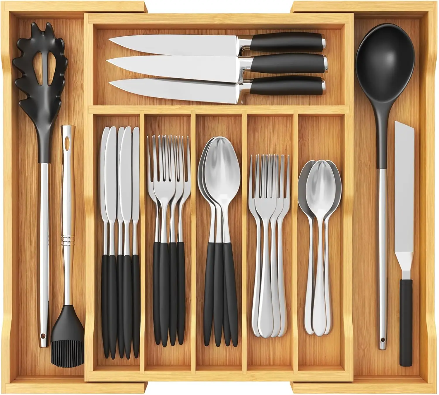 Silverware Drawer Organizer, Expandable Utensil Tray for Kitchen, Flatware and Cutlery Holder, Wood
Silverware Drawer Organizer, Expandable Utensil Tray for Kitchen, Flatware and Cutlery Holder, Wood