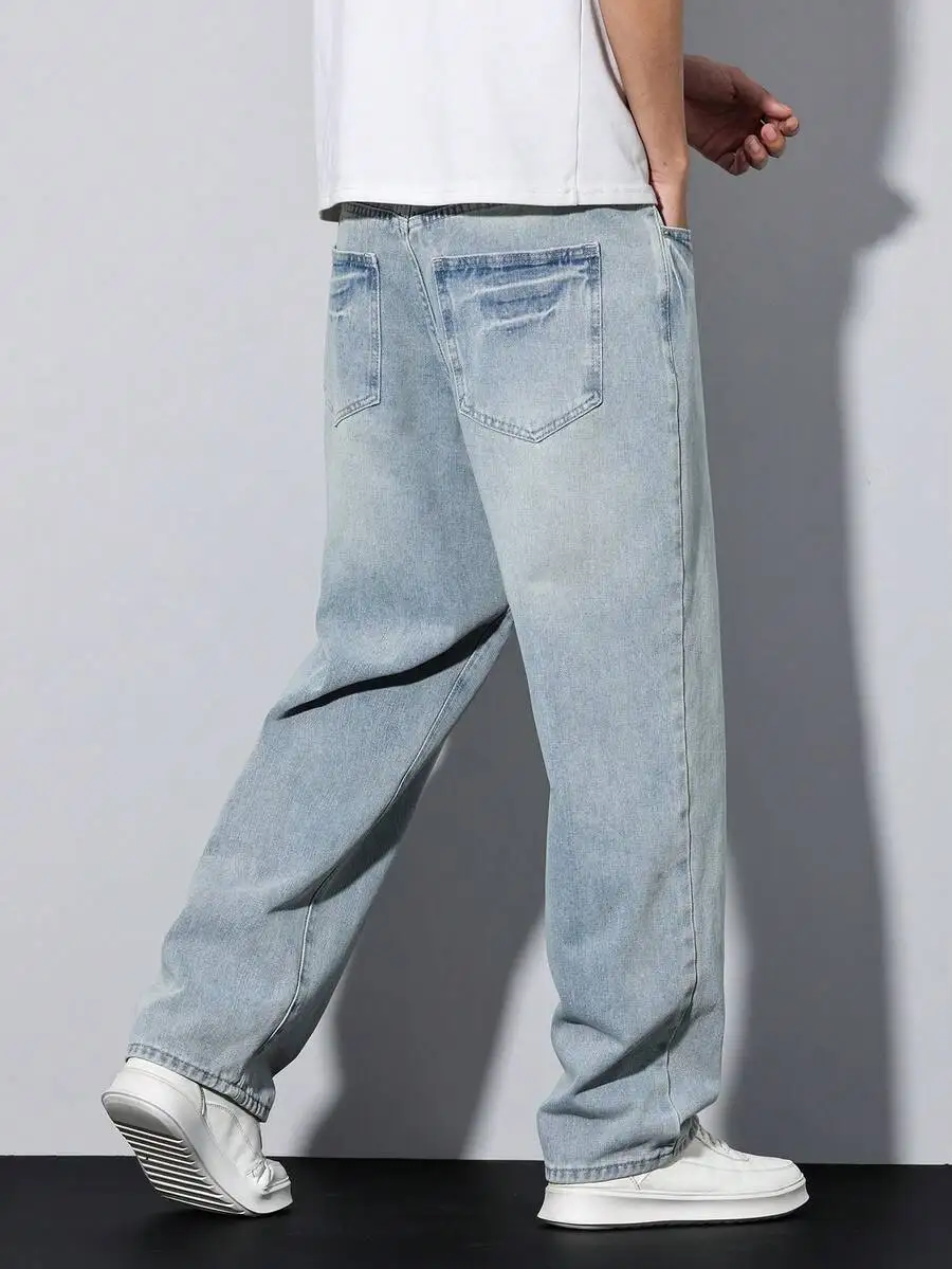 Mens Casual Light Wash Straight Leg Denim Jeans With Zipper Detail
Mens Casual Light Wash Straight Leg Denim Jeans With Zipper Detail