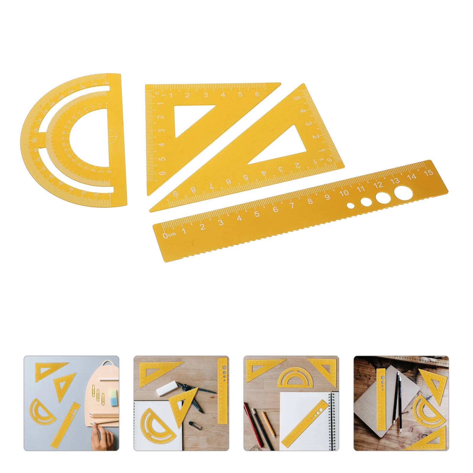 4Pcs Aluminum Alloy Math Ruler Set Geometry Tools Office School Student Measuring Ruler Protractor Rulers for School
4Pcs Aluminum Alloy Math Ruler Set Geometry Tools Office School Student Measuring Ruler Protractor Rulers for School