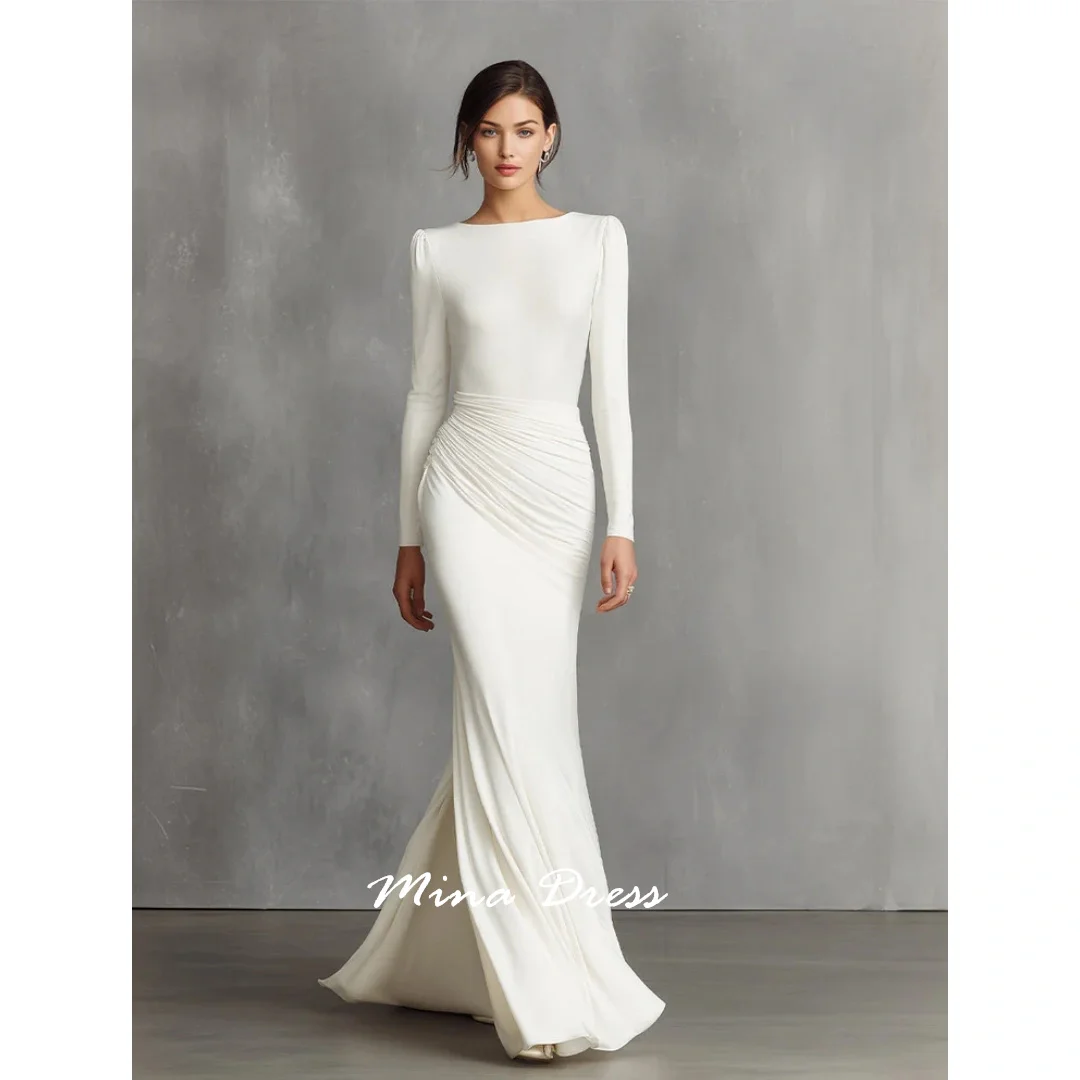 Mina Customized White Prom Dresses Luxury Party Dress Folds Elegant Formal Women's Dresses for Special Occasions Long Sleeves
Mina Customized White Prom Dresses Luxury Party Dress Folds Elegant Formal Women's Dresses for Special Occasions Long Sleeves