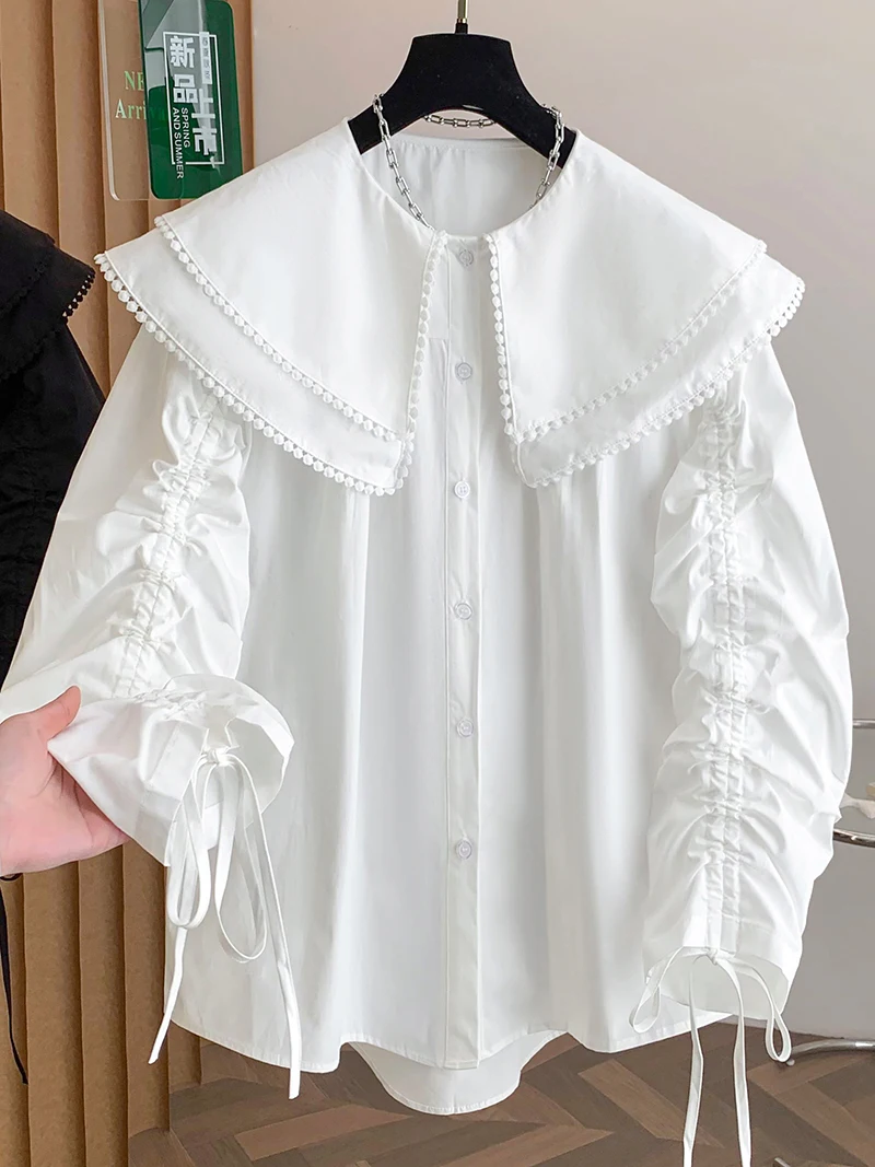 Женская блузка с воротником-стойкой в корейском стиле, свободная однотонная рубашка с рукавами-фонариками, модная женская одежда для весны и осени
Женская блузка с воротником-стойкой в корейском стиле, свободная однотонная рубашка с рукавами-фонариками, модная женская одежда для весны и осени
