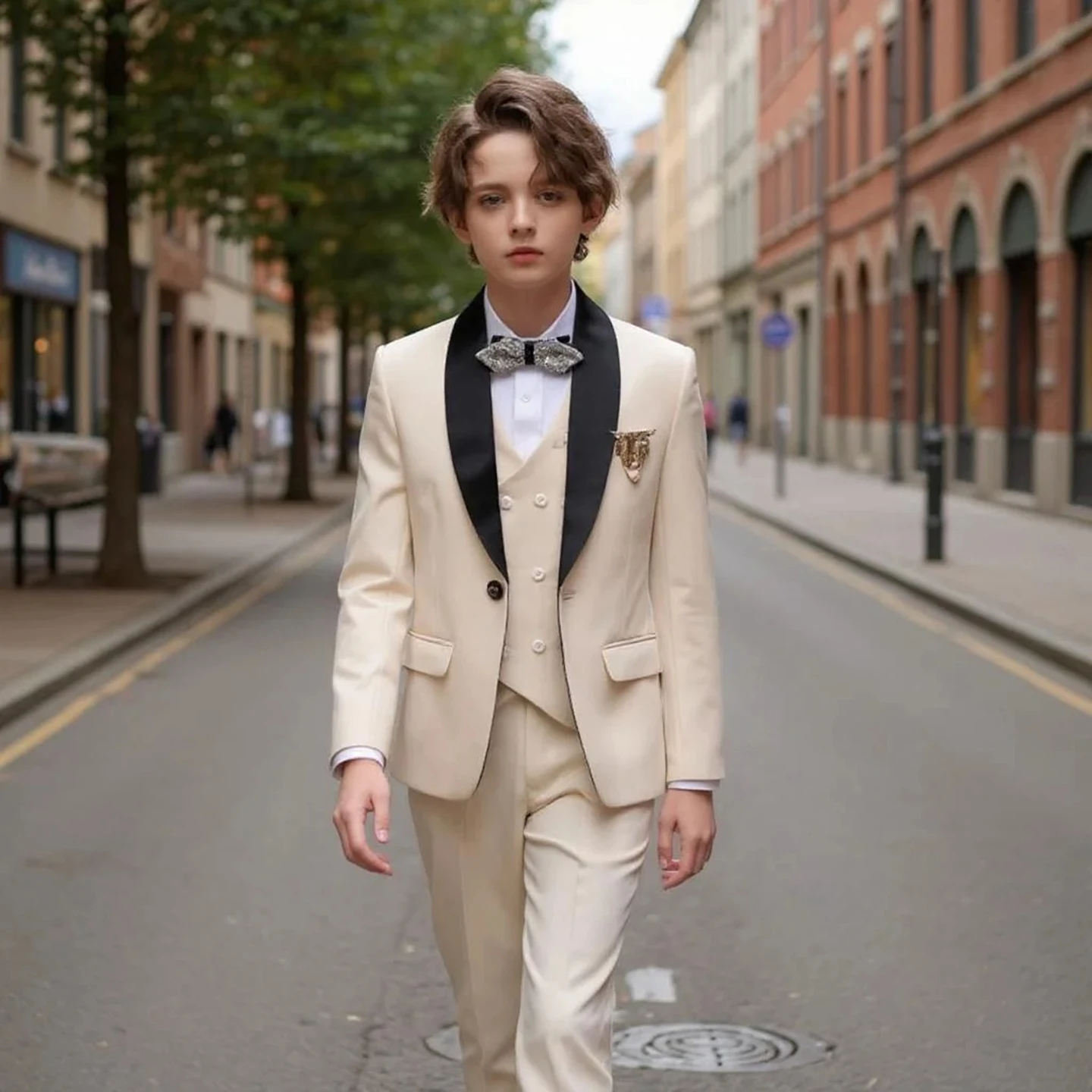 Luxurious Beige Boys 3-Piece Formal Suit Set Peak Lapel and Long Sleeves Boys Suit Set Luxury Classic Regular Length Boys Suit
Luxurious Beige Boys 3-Piece Formal Suit Set Peak Lapel and Long Sleeves Boys Suit Set Luxury Classic Regular Length Boys Suit