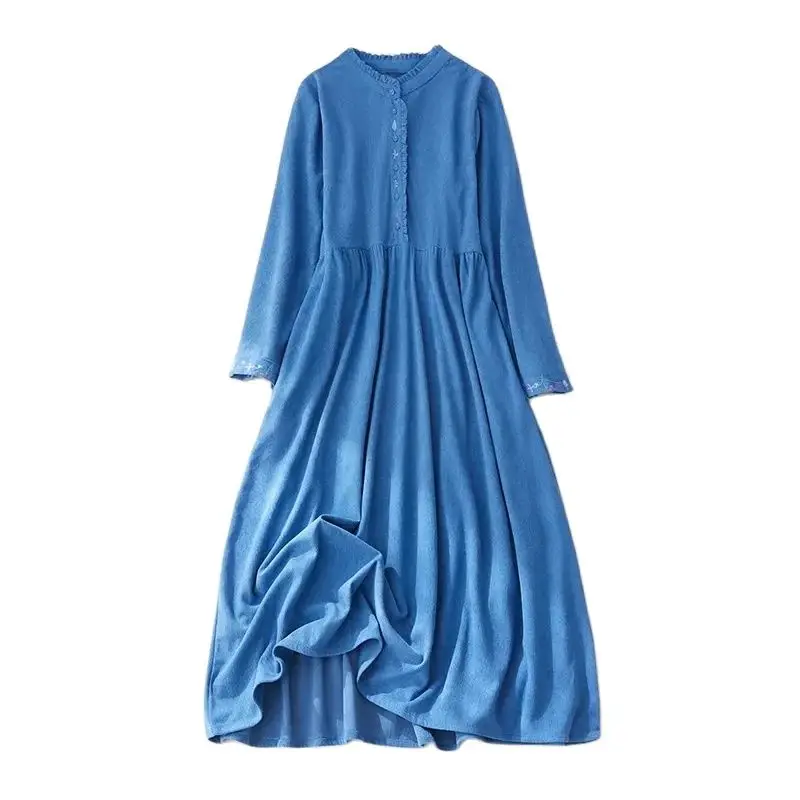 Leisure Art Corduroy Embroidered Dress for Women 2024 Spring Autumn Korean Edition Loose Slim Solid Color Long Dresses Female
Leisure Art Corduroy Embroidered Dress for Women 2024 Spring Autumn Korean Edition Loose Slim Solid Color Long Dresses Female