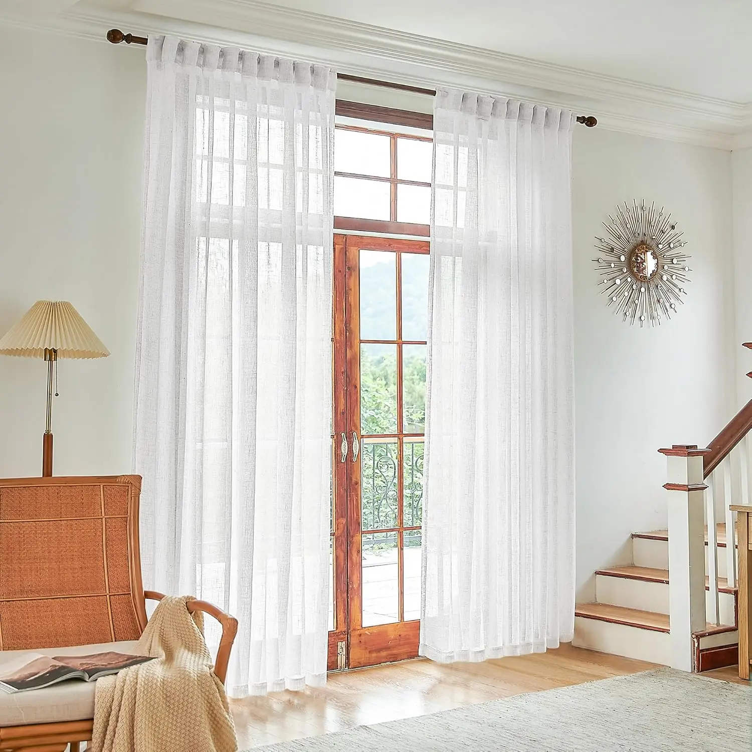 White Linen Sheer Curtains 72 Inch Width for Large Windows, Light Filter Semi-Sheer Back Tab Rod Pocket, Rustic Farmhouse Decor
White Linen Sheer Curtains 72 Inch Width for Large Windows, Light Filter Semi-Sheer Back Tab Rod Pocket, Rustic Farmhouse Decor