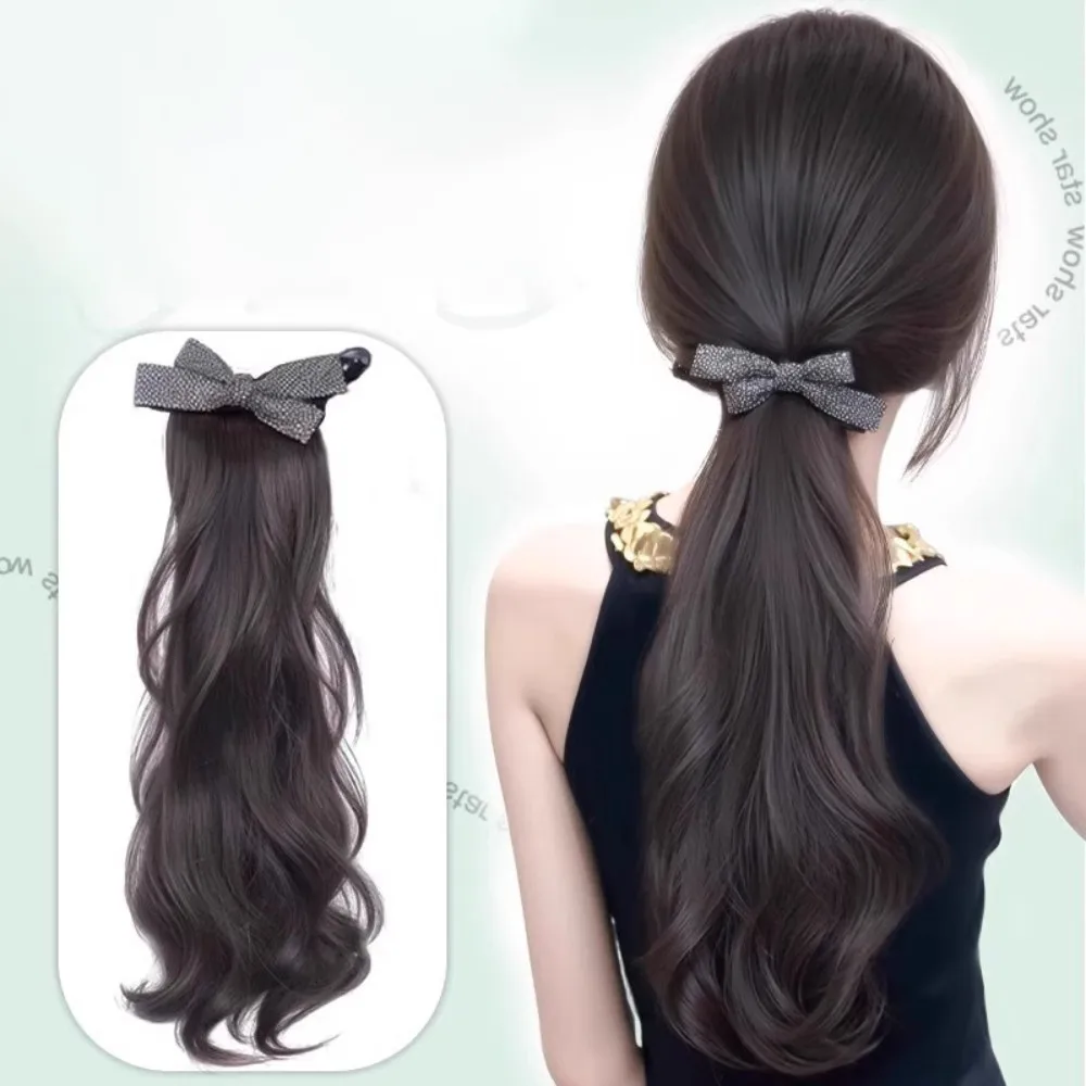 Natural Rhinestone Bowknot Curly Synthetic Ponytail Clip-on Wig Elegant Extension Hair Accessory
Natural Rhinestone Bowknot Curly Synthetic Ponytail Clip-on Wig Elegant Extension Hair Accessory