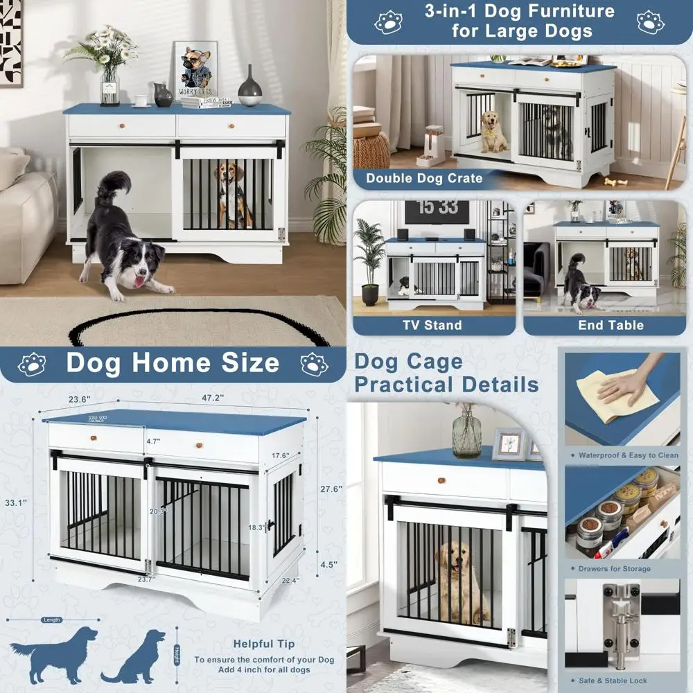 Мебель для собачьего ящика для 2 собак, питомник для собак с 2 ящиками для хранения и перегородкой, большая двойная клетка для собак в качестве подставки для телевизора, стиль мебели
Мебель для собачьего ящика для 2 собак, питомник для собак с 2 ящиками для хранения и перегородкой, большая двойная клетка для собак в качестве подставки для телевизора, стиль мебели
