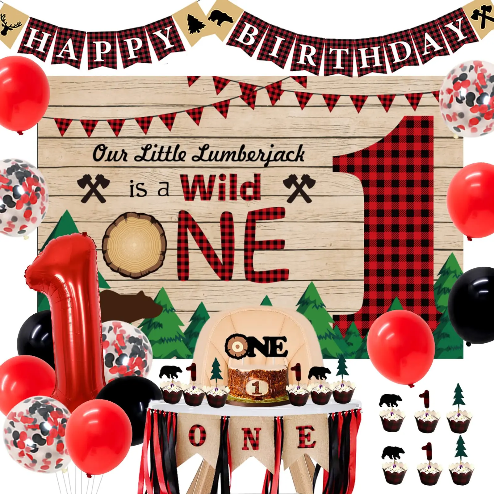 Funmemoir JOYMEMO Lumberjack First Birthday Party Decorations, Buffalo Plaid Camping Backdrop High Chair Banner for Bear 1st
Funmemoir JOYMEMO Lumberjack First Birthday Party Decorations, Buffalo Plaid Camping Backdrop High Chair Banner for Bear 1st