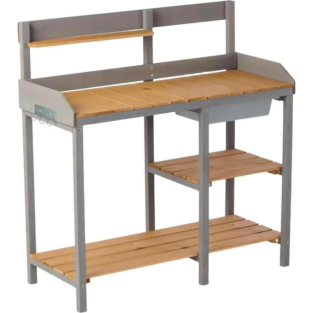 Backyard Wooden Potting Station with Storage Cabinet for Garden Supplies
Backyard Wooden Potting Station with Storage Cabinet for Garden Supplies