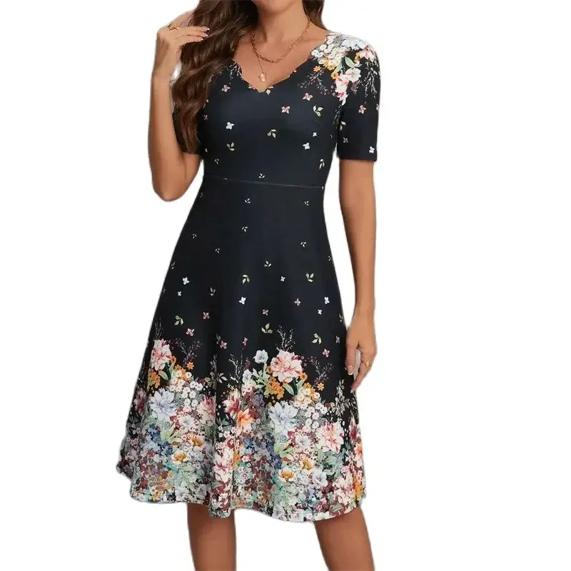 Elegant Sweet Style Flower Print Loose Dresses Women Comfortable Casual Wave V Neck Pullover Dress Female High Waist Midi Gown 4
Elegant Sweet Style Flower Print Loose Dresses Women Comfortable Casual Wave V Neck Pullover Dress Female High Waist Midi Gown 4