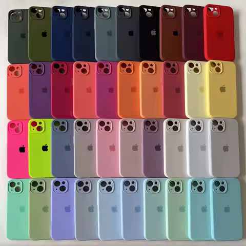Original Liquid Silicone Phone Case for iPhone 16 15 14 13 12 Pro Max Apple Logo Cases for iPhone 13 12 14 15 16 Pro Full Cover