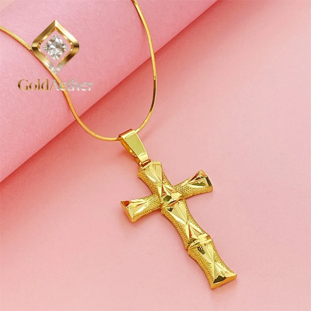 GoldAether Luxury 24K 9999 Pure Gold real gold Bamboo Cross Pendant Necklace
GoldAether Luxury 24K 9999 Pure Gold real gold Bamboo Cross Pendant Necklace