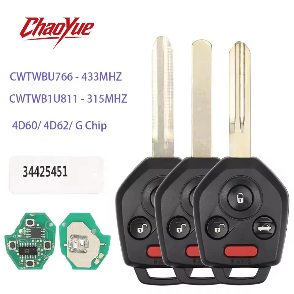 ChaoYue Remote Car key For Subaru Outback Legacy Forester Impreza Tribeca 4D60/ 4D62/ G Chip CWTWB1U811/315 MHZ CWTWBU766/433MHZ
ChaoYue Remote Car key For Subaru Outback Legacy Forester Impreza Tribeca 4D60/ 4D62/ G Chip CWTWB1U811/315 MHZ CWTWBU766/433MHZ