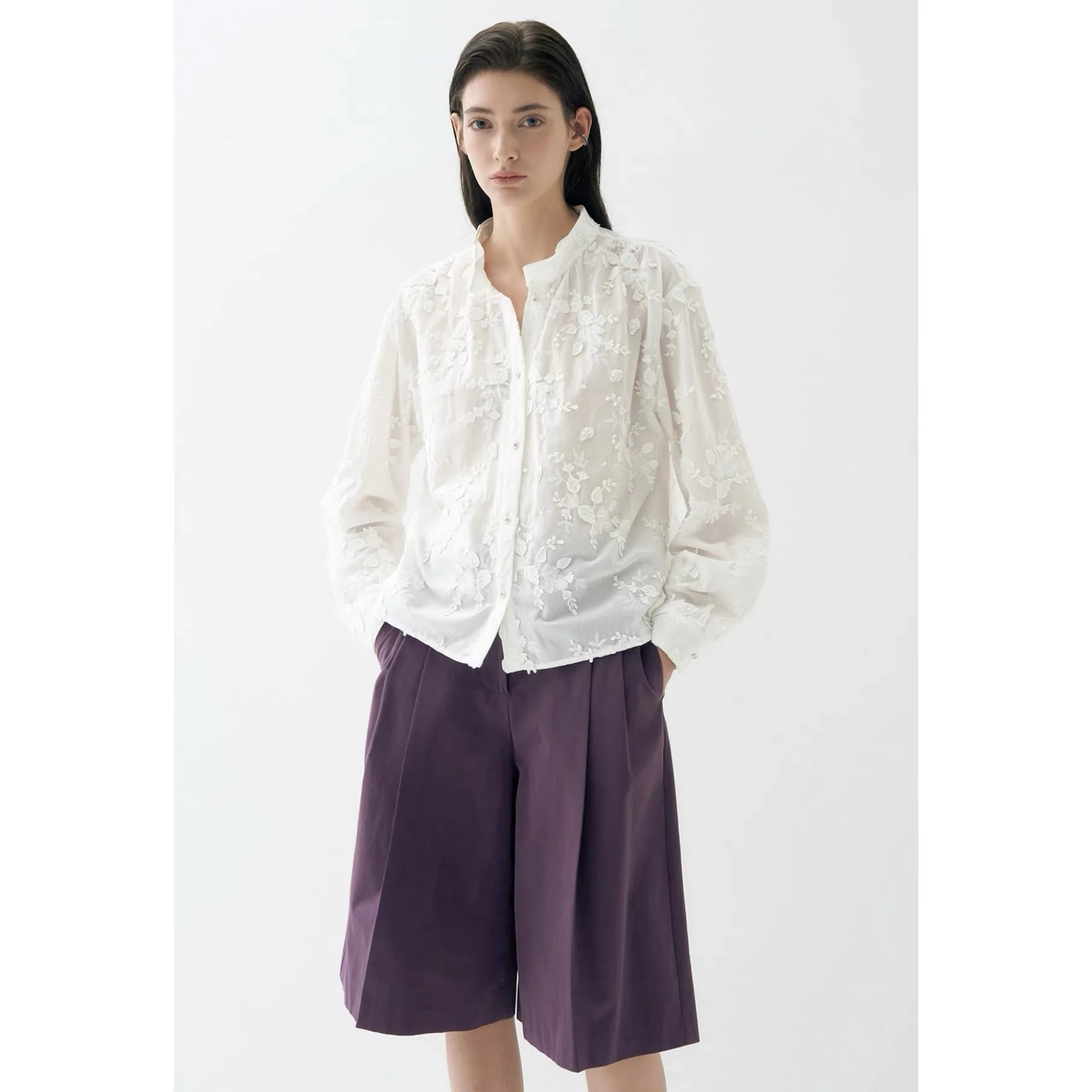 NingYao LAN26 Spring Heavy Embroidery 3D Flower Versatile Commuting 100 Cotton Shirt Loose Fit Pure Cotton Long Sleeve Stand ...
NingYao LAN26 Spring Heavy Embroidery 3D Flower Versatile Commuting 100 Cotton Shirt Loose Fit Pure Cotton Long Sleeve Stand ...