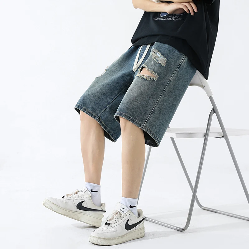 Summer Outdoor Fishing Casual Comfortable Breathable Shorts Fashion Trend Hole Breaking Versatile Five Point Denim Loose Shorts
Summer Outdoor Fishing Casual Comfortable Breathable Shorts Fashion Trend Hole Breaking Versatile Five Point Denim Loose Shorts