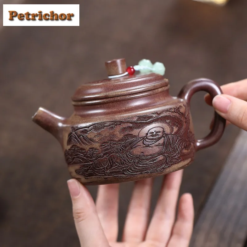 280ml Yixing Purple Clay Teapot Handmade De Zhong Pot Raw Ore Wood-fired Porcelain Mud Tea Soaking Kettle With Infuser Zisha Tea
280ml Yixing Purple Clay Teapot Handmade De Zhong Pot Raw Ore Wood-fired Porcelain Mud Tea Soaking Kettle With Infuser Zisha Tea