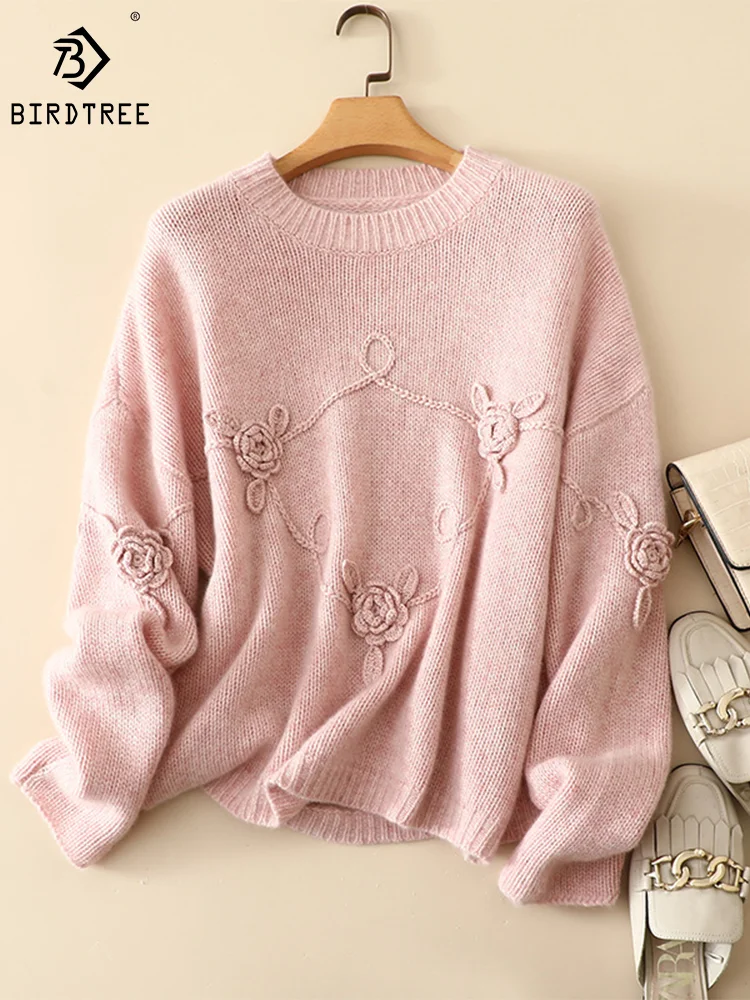 Birdtree 4G 100% Cashmere Elegant Loose Sweaters Floral Embroidery Long Sleeve Casual Thick Sweater Top Fall Winter T30487QM
Birdtree 4G 100% Cashmere Elegant Loose Sweaters Floral Embroidery Long Sleeve Casual Thick Sweater Top Fall Winter T30487QM
