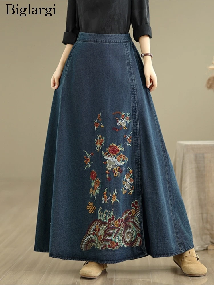 Oversized Denim Autumn Skirt Women Embroidery Fashion Chinese Style Ladies Skirts Loose Pleated Ruffle Woman Long A-Line Skirts
Oversized Denim Autumn Skirt Women Embroidery Fashion Chinese Style Ladies Skirts Loose Pleated Ruffle Woman Long A-Line Skirts