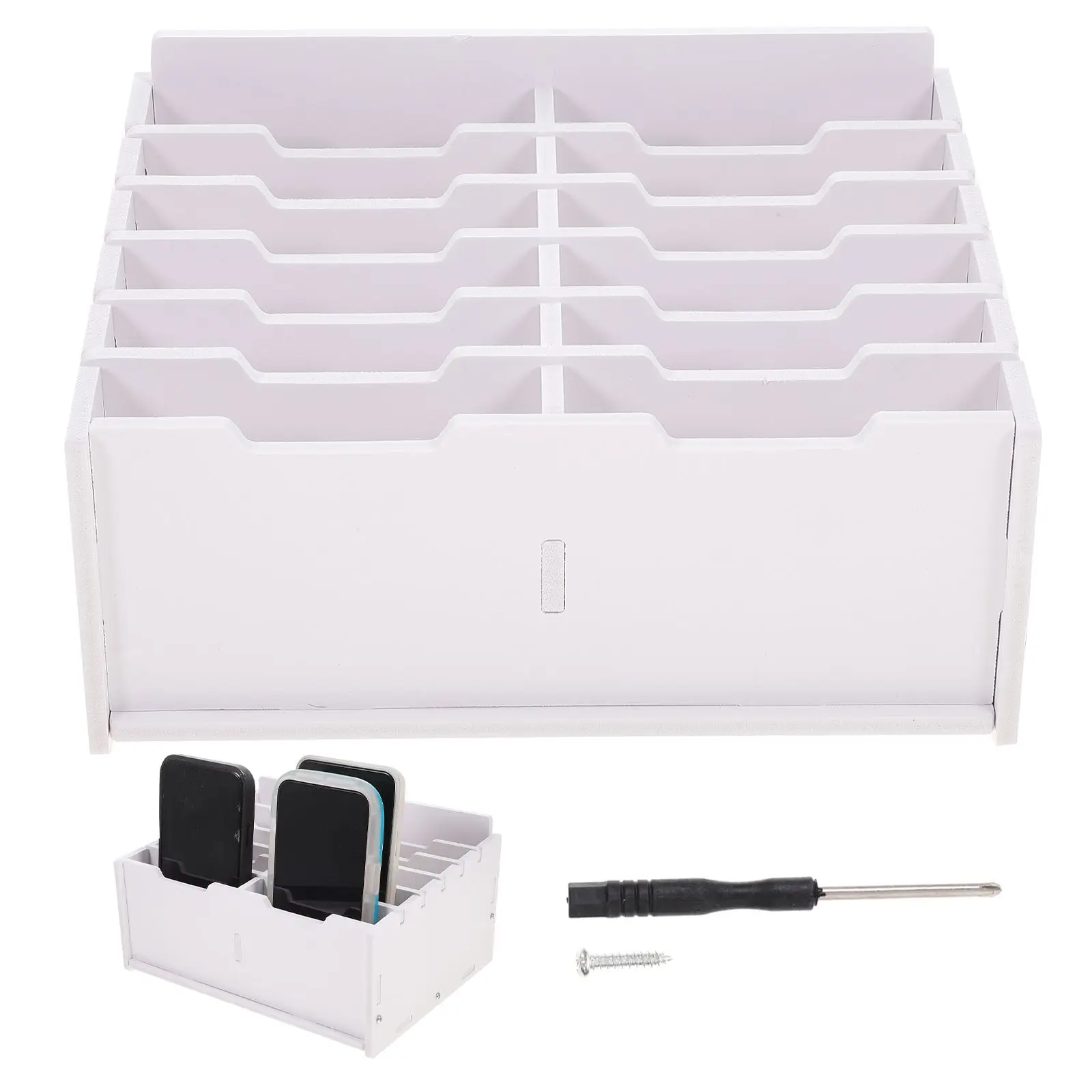 Multi-grid Storage Box White Desk Organizer for Classroom Office Phone Calculator Holder Wooden Box Storage Solution
Multi-grid Storage Box White Desk Organizer for Classroom Office Phone Calculator Holder Wooden Box Storage Solution