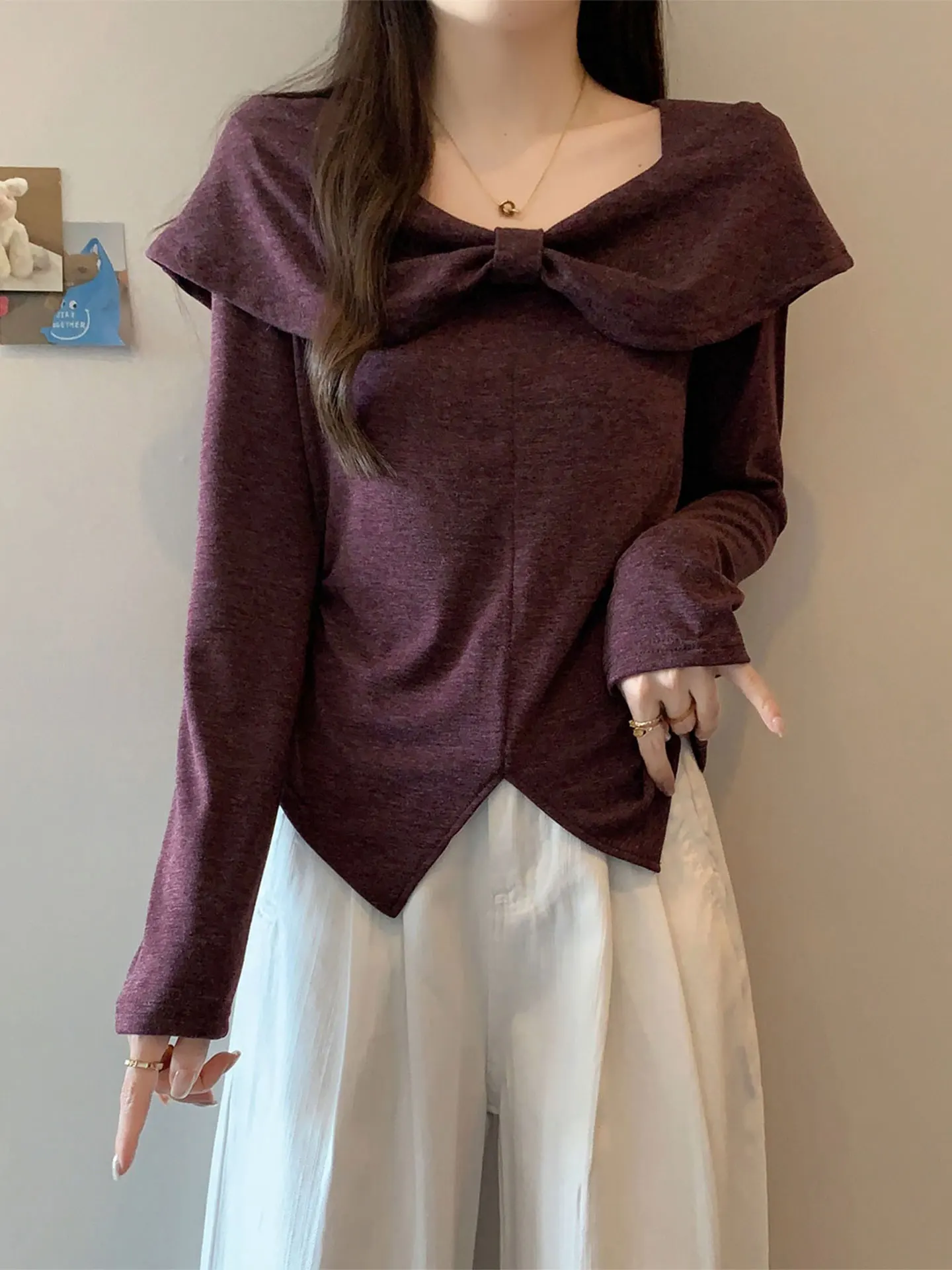 Женская футболка с бантом, фиолетовая, весна-осень, модная, больших размеров, утягивающая, с V-образным вырезом, для женщин...
Женская футболка с бантом, фиолетовая, весна-осень, модная, больших размеров, утягивающая, с V-образным вырезом, для женщин...