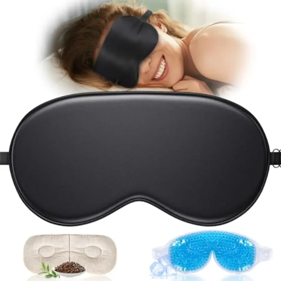 TOPOINT Silk Sleep Mask Light Blocking, Coolg Heated Eye Mask for Sleepg, Includes Silk Senna Seed and Gel Masks for Women Men
TOPOINT Silk Sleep Mask Light Blocking, Coolg Heated Eye Mask for Sleepg, Includes Silk Senna Seed and Gel Masks for Women Men