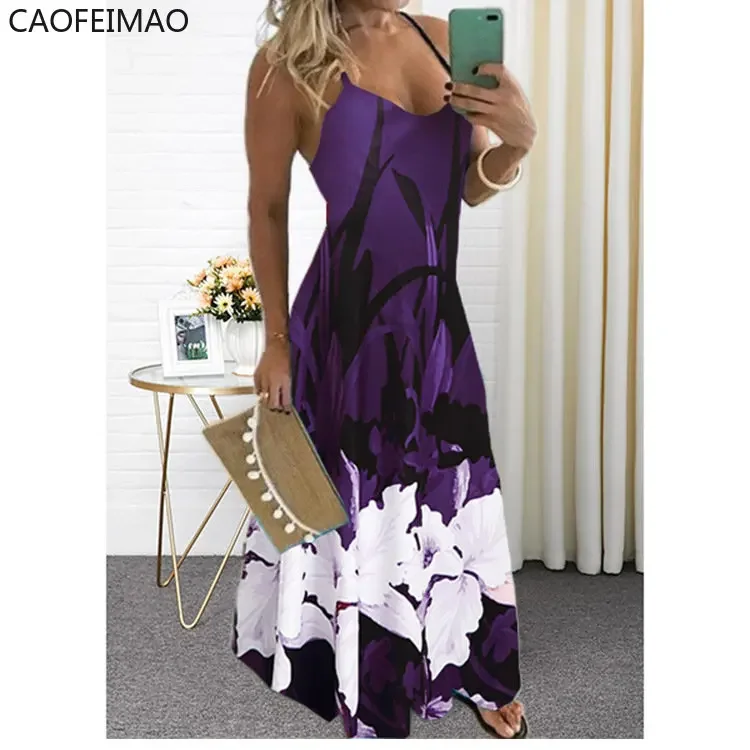 2023 Women Casual V Neck Spaghetti Straps Floral Print Long Dress Summer Sexy Boho Large Hem Sling Maxi Dresses Robe Femme
2023 Women Casual V Neck Spaghetti Straps Floral Print Long Dress Summer Sexy Boho Large Hem Sling Maxi Dresses Robe Femme