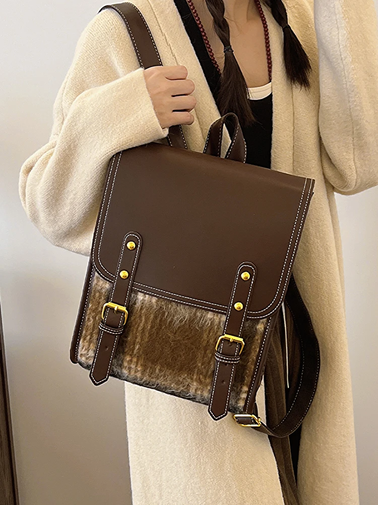 Autumn Winter Vintage Women Tweed Plaid Backpack Fashion Versatile Large Capacity School Bag Trendy Female Square Pack
Autumn Winter Vintage Women Tweed Plaid Backpack Fashion Versatile Large Capacity School Bag Trendy Female Square Pack