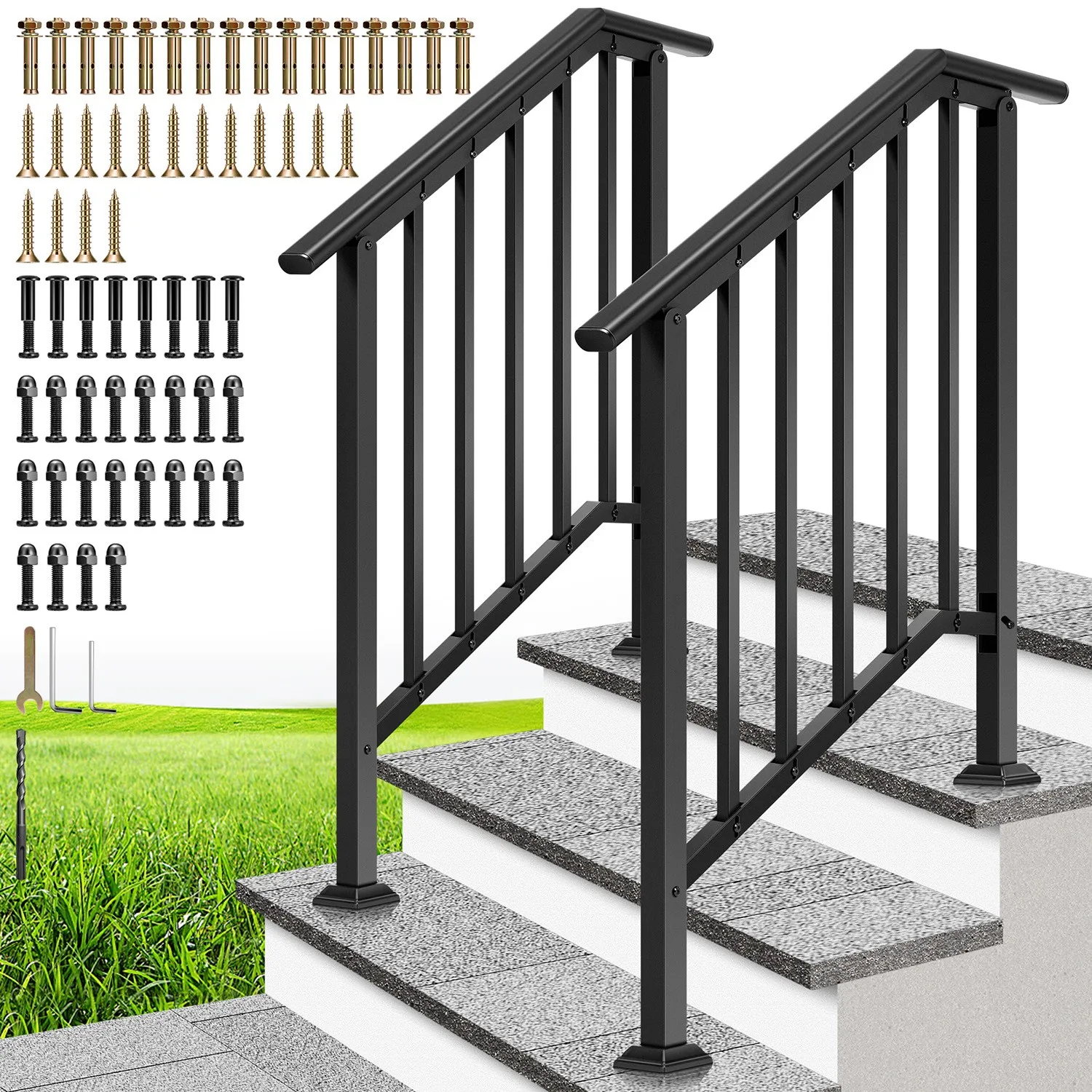 2 Pack Outdoor Stair Hand Rails 3 Step Porch Deck Railing Kit – Galvanized Steel
2 Pack Outdoor Stair Hand Rails 3 Step Porch Deck Railing Kit – Galvanized Steel