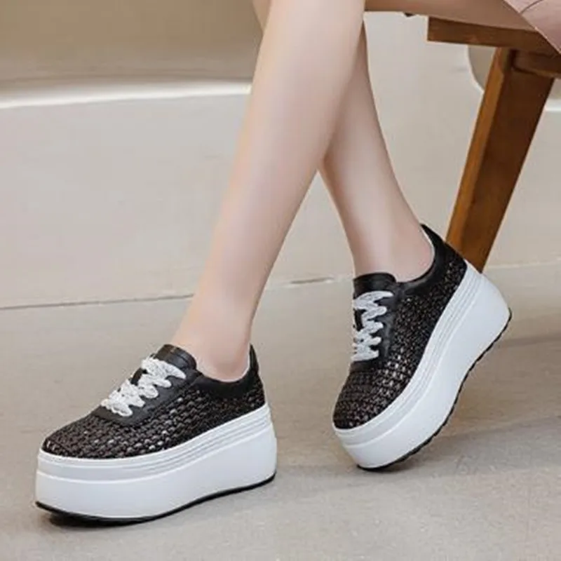 8cm Air Mesh Weave Microfiber Leather Fashion High Brand Platform Wedge Summer Comfy Shoes Hollow Sandals Women Chunky Sneakers
8cm Air Mesh Weave Microfiber Leather Fashion High Brand Platform Wedge Summer Comfy Shoes Hollow Sandals Women Chunky Sneakers