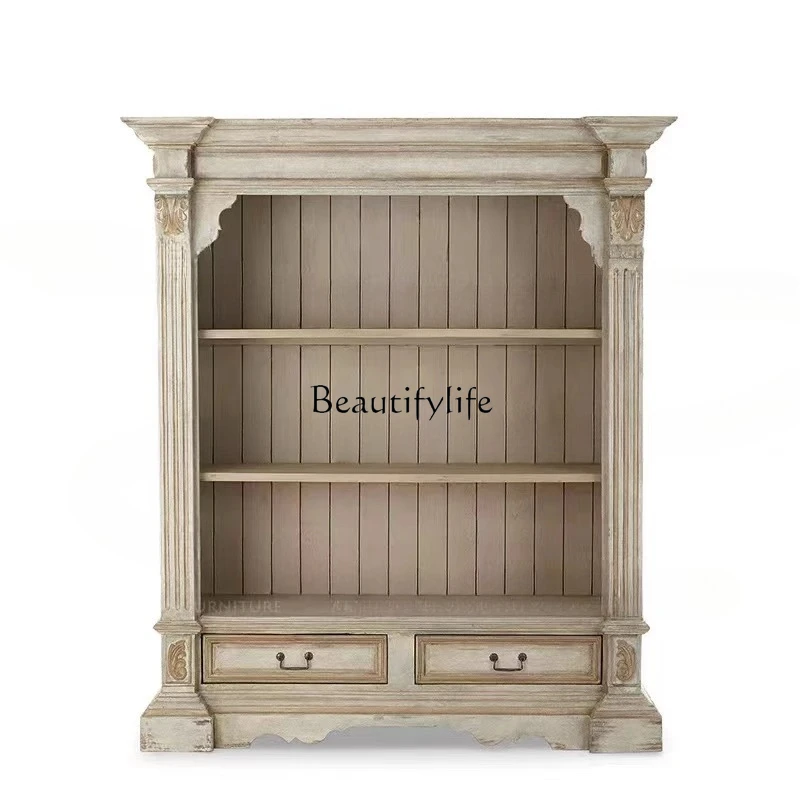 American country retro old study bookcase solid wood carving flower living room dining side cabinet
American country retro old study bookcase solid wood carving flower living room dining side cabinet