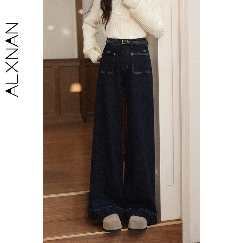 ALXNAN Women's Jeans 2025 Dark Blue Loose Fit High-Waisted Straight-Leg Trousers Color-blocking Versatile Commuter Jeans L57697
ALXNAN Women's Jeans 2025 Dark Blue Loose Fit High-Waisted Straight-Leg Trousers Color-blocking Versatile Commuter Jeans L57697