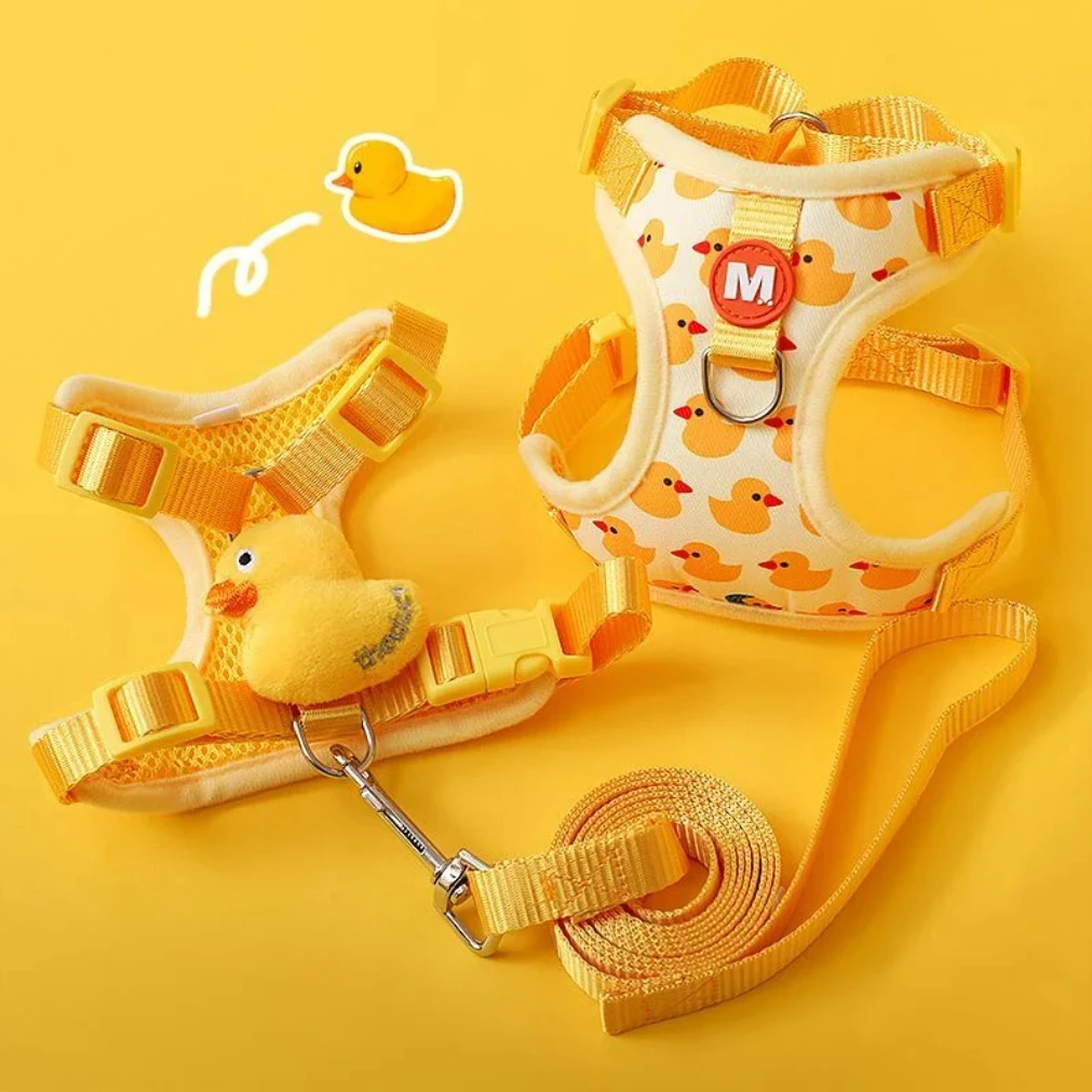 Cartoon Duck Dog Harness and Leash Set Adjustable Puppy Collar Strap Pet Cat Harness Vest for French Bulldog Walking Accessories
Cartoon Duck Dog Harness and Leash Set Adjustable Puppy Collar Strap Pet Cat Harness Vest for French Bulldog Walking Accessories