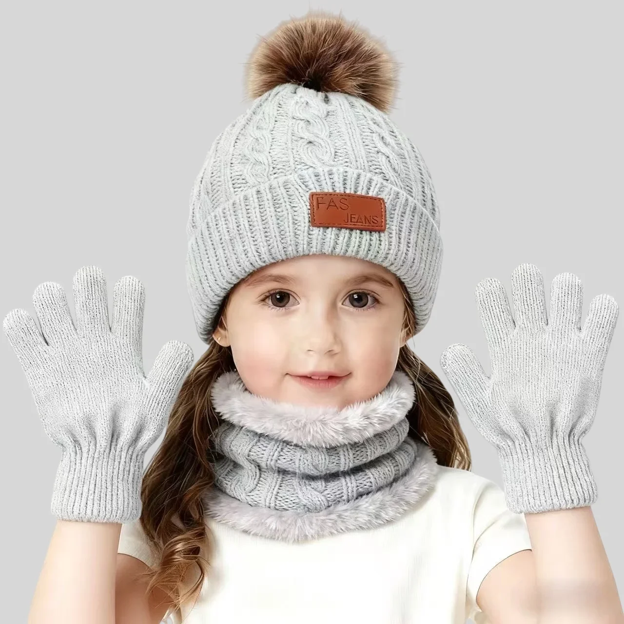 Winter Warm Windproof Accessories Kids Hat 3-Piece Set Pom Pom Beanie Hat + Fleece Lined Scarf + Gloves For Boys Girls
Winter Warm Windproof Accessories Kids Hat 3-Piece Set Pom Pom Beanie Hat + Fleece Lined Scarf + Gloves For Boys Girls